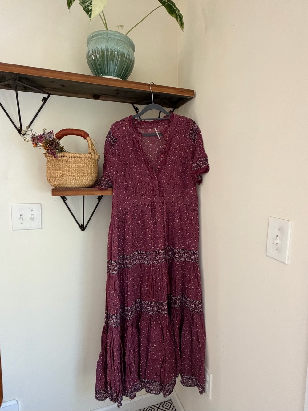 Free People Tiered Maxi Dress - Burgundy